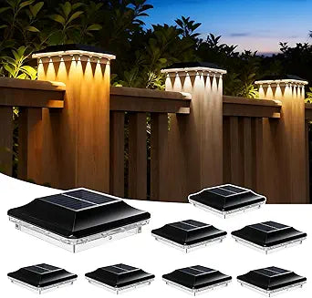 Solar Post Cap Lights Outdoor Waterproof,Fence Post Solar Lights with 3 Color Temperatures (Warm White,Cool White,Mixed White) for Garden and Yard,8 Pack.