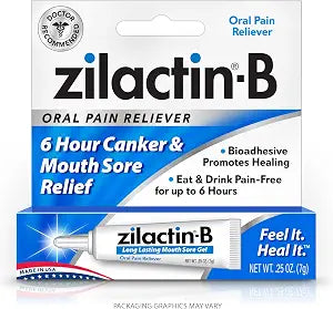 Zilactin B Fast Acting Canker Sore Treatment Gel 0.25 Oz, Pack of 1