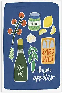 Italian Kitchen Necessities Still Life, 16 x 24 Inch Canvas Wall Art