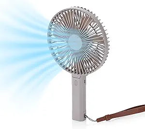 Claymore Handy A (Gray) Portable Handheld Fan Γ BLDC Motor Foldable, 4,900mAh Rechargeable, USB-C Charging, 3 Speed Settings Function Personal Fan for Travel, Outdoor & Indoor Use.