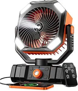 Portable Misting Fan with 20000mAh USB Rechargeable Battery, 250mL Water Tank & LED Lantern  Cooling Fan with Mister for Camping, Home, Tent, Beach, Picnic, Barbecue, Outdoor & Indoor Use