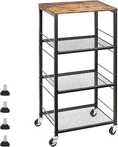 CADUKE Kitchen Storage Cart Baker's Rack 4-Tier Industrial Wood