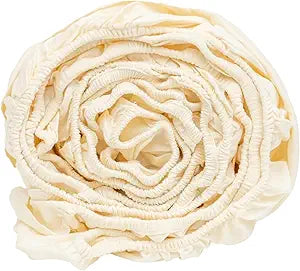 Organic Cotton Queen Fitted Sheet - 400 Thread Count, 100% GOTS Certified Organic Cotton, Breathable, Unbleached, All-Natural, Cooling Sateen Fitted Sheets with Elastic (Queen - Off White)