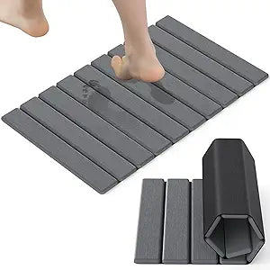Stone Bath Mat Foldable Diatomaceous Earth Bath Mat Non-Slip Absorbent Shower Stone Mat Quick Dry Easy Clean for Bathroom Floor Kitchen Dish Drying