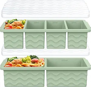 Silicone Freezer Trays with Lid for Soup, 1-Cup & 2-Cup Large Ice Cube Molds Food Storage Containers for Meal Prep, Freeze 500mL/250mL/125mL Portions  2 Pack