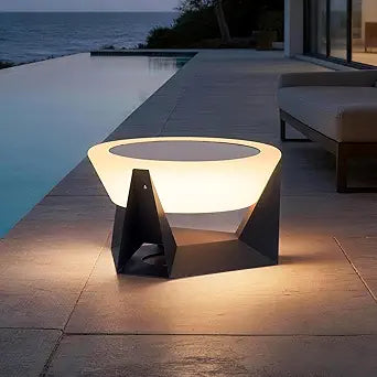 MVBT Large Solar Lanterns Outdoor Waterproof, 3000K Solar Floor Lamp, Modern Outdoor Floor Lamps for Patio Yard Pool, LED Round Solar Lights Dusk to Dawn, Heavy Duty Solar Lamp for Porch Garden Deck