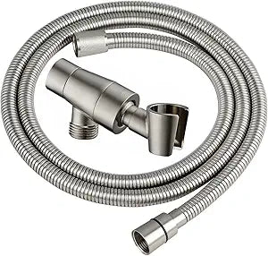G-Promise All Metal Shower Head Holder with Hose/Solid Brass Adjustable Arm Mount / 71 Inch Flexible Stainless Steel Hose/Wall Mount Handheld Shower Head Replacement (Brushed Nickel)