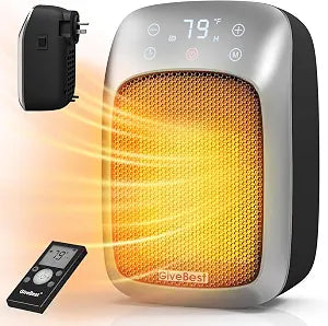 GiveBest Plug in Wall Space Heater With Remote, 800W Small Outlet Heater