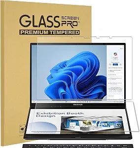 KEANBOLL 2-Pack Tempered Glass Screen Protector Designed for 2024-2025 ASUS Zenbook Duo Dual 14 2-in-1 Laptop (UX8406), Ultra Clear, 9H Hardness (1 Sets - Primary and Secondary Screens)