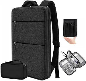 ZINMARK Slim Expandable Laptop Backpack with Small Case,Black