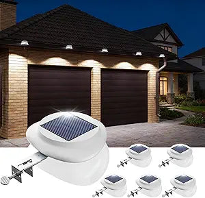 JSOT Outdoor Gutter Light, Bright Solar Fence Lights, Waterproof Lighting for Patio Eaves Pathway Garden Garage Stairs Wall 2 Installations Methods - Cool White, 6 Pack-White lampshade