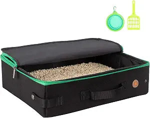 Travel Light Portable Cat Travel Litter Box. Ultra-Lightweight, Stop Lugging a Heavy Hard Litter Box. Zipped Lid, Keep Everything Contained. Ideal for Hotel Stays, Car Trips, Flights Without Any Mess