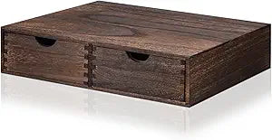 Suzile Wooden Coffee Pod Storage Drawer Cabinet Vintage Tea Organizer Holder with Drawers Coffee Cup & Accessory Storage for Home Office Brewers(2 Drawer)