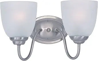 Maxim Lighting Stefan 2-Light Bath Vanity Light | Satin Nickel Finish | Frost Glass Shade | Transitional Bathroom Vanity Light | 10072FTSN