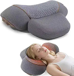 3-in-1 Neck Massager Pillow with Heat - Electric Deep Tissue Massage for Neck & Shoulder Pain Relief, Portable Hump Corrector, Memory Foam Massaging Pillow for Home, Car, Office