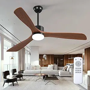 addlon 60 inch Ceiling Fans with Lights and Remote Control, Reversible, 3 Wood Blades, 6 Speeds, 3CCT Dimmable, Noiseless, Indoor/Outdoor Black Walnut Ceiling Fan for Bedroom Living Room Gazebo Patio