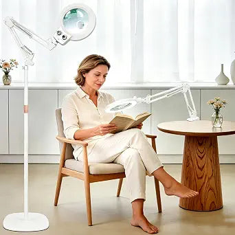 KIRKAS Magnifying Floor Lamp,12X 30X 11.2in Stable Base Magnifier White