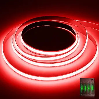 Battery Powered COB Led Strip Lights, 4.92Ft Battery Operated Red LED Strip Lights, High Brightness Flexible LED Tape Lights for Room, Cabinet, Bedroom, Kitchen, Party, Home DIY Decoration
