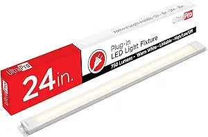 UltraPro 24 inch Plug-in Linkable Under Cabinet Lights, High/Low/Off, Warm White Light (2700K), LED Under Cabinet Lighting, Under Counter Lights for Kitchen, 44107