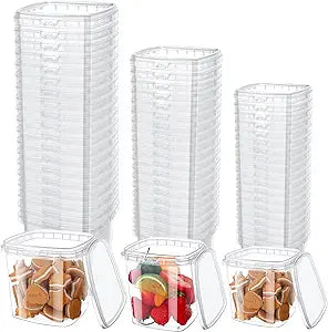 Sliner 60 Sets Square Deli Containers with Lids Clear Food Storage Containers Plastic Freezer Microwaveable Safe Deli Cups Leak Proof Airtight Meat for Restaurant(32oz, 16oz, 8oz)