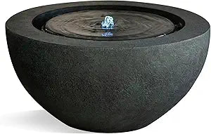 XBrand 19.8" W Round Sphere Water Fountain Indoor Outdoor with LED Light, Polyresin Bubbler Feature for Patio Garden Yard Home Dcor, Dark Green
