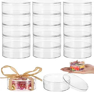 Homaisson 50 Pcs Clear Acrylic Round Boxes, 3.1-Inch Small Acrylic Circle Box with Lid, Clear Round Candy Box, Party Favor Treat Storage Container, Cube Organizer for Candies Cookies Jewelry