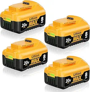 4Pack 8.0Ah Replacement for Dewalt 20V Max Battery Compatible with Dewalt 20 Volt Battery XR DCB200 DCB201 DCB203 DCB204 DCB206 DCB207 DCD/DCF/DCG Cordless Power Tools