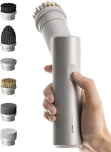 HOTO Handheld Short-Handle Electric Spin Scrubber, IPX7 Waterproof Cordless Scrubber Brush, Bathroom Cleaning Brush, Max 22 in-lb, with 9 Brush Heads for Bathroom, Shower, Kitchen, Sink, Tile