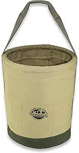 Graintex Tapered Canvas Bucket 12"x10"x15", Utility Tool Bucket 16 Inside Pockets, Reinforced Base & Carry Handle, Ripstop Canvas, Multi-Purpose Bag for Jobsite & Home Use for Tool Storage Solutions