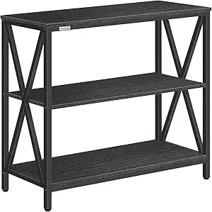 MAHANCRIS 31.5" Sofa Table, Industrial Console Table, 3-Tier Narrow Sofa Table with Storage Shelves, Foyer Table for Entryway, Hallway, Kitchen, Living Room and Bedroom, Easy Assembly, Black CTHB8001