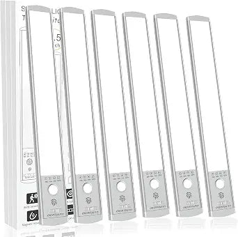 6-Pack Under Cabinet Lights, 1500mAh Rechargeable 52-LED Motion Sensor Light, 10-inch Wireless Magnetic Stick-On Closet Lights, Stepless Dimmable Night Light for Kitchen, Pantry, Wardrobe