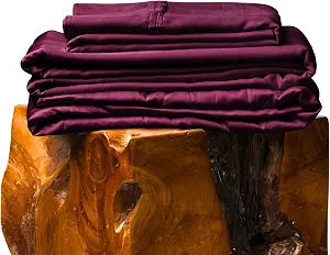 Olive + Crate Tencel Lyocell Eucalyptus Sheets King Size - Cooling Tencel Sheets for Hot Sleepers with 18 Inch Deep Pocket Fit - Sour Cherry 4-Piece Set