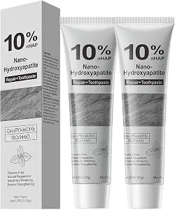 Hydroxyapatite Toothpaste,10% Nano Hydroxyapatite for Advanced Enamel Repair & Sensitivity Relief, Gentle Daily Toothpaste for Whitening & Fresh Breath(2-Pack) (A)
