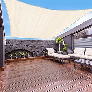 16'x20' Sun Shade Sail Cream Rectangle Canopy Sail Shade for Patio Garden Outdoor Backyard