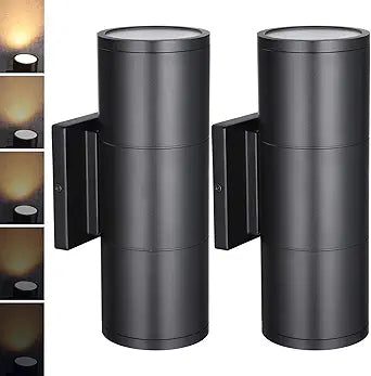 LEONLITE 12 Inch 3000K LED Cylinder Up Down Wall Light Outdoor, 120-277V Dimmable Aluminum Waterproof High-end Wall Sconce, ETL Listed Exterior Front Door Porch Light, Pack of 2