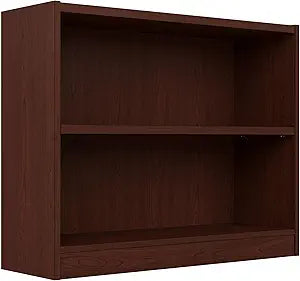 Bush Home Small 2 Shelf Bookcase, 2 Tier Bookshelf Storage Cabinet with Adjustable Shelf for Living Room, Bedroom or Home Office, Universal Collection, Vogue Cherry