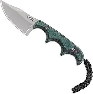 CRKT Minimalist Bowie Outdoor Fixed Blade Knife with Sheath, Green, 2387