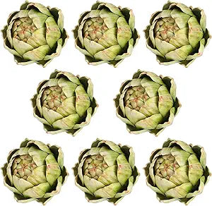 Timgle 8 Pcs Green Artificial Artichokes Fake Vegetables and Fruits for Summer Kitchen Wedding Bowl and Vase Decorations (Large)