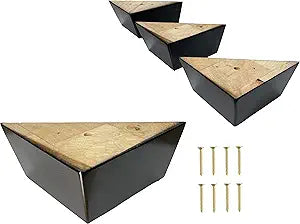 Furniture Legs, Chair Couch Feet Replacement, Set of 4 Wood Sofa Corner Feet, 2-1/2" Tall by 5" Wide Triangle, Parent (Dark Espresso)