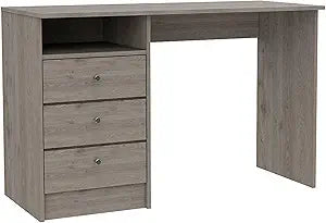 Tuhome Andalucia 3 Drawer Computer Desk, One Shelf -Light Gray