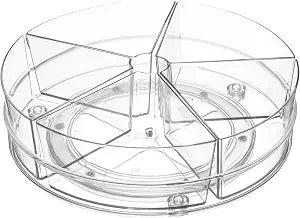 Home Intuition Round Plastic Lazy Susan Turntable Food Storage Container for Kitchen (5 Removable Bin, 1 Pack)
