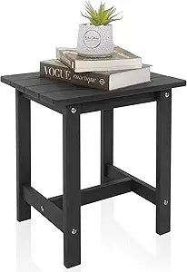 Meluvici Outdoor Side Table, Small Adirondack Side Table for Adirondack Chair - Indoor Outdoor End Table - HDPS (Black)