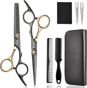 Hair Cutting Scissors Kit, Fcysy Professional Barber Shears Set with Hair Scissors Thinning Shears, Tijeras para Cortar Cabello Haircutting Sheers Hair Cut Blending Salon Scissor for Men Women Pet