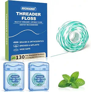 RioRand 2-in-1 Threader Floss for Braces, Bridges & Implants