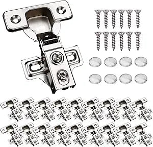 60 Pack Soft Close Cabinet Door Hinges for 1/2 Inch Overlay Cupboard Door, 105 Degree Opening Angel, Stainless Concealed Kitchen Cabinet Hinges with Mounting Screws and Manual