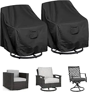 WOMACO Patio Swivel Chair Cover Waterproof Outdoor Swivel Chair Slip Covers Outside Small Large Oversized Wicker Lawn Club Chair Furniture Protector (30" Wx35 Dx39 H(2 Pack))
