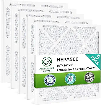 HEPA500 Filter MERV-10 Compatible with Mounto AF500 Drieaz HEPA 500 BlueDri AS550 VEVOR Air Scrubber, 16x16x1 Pre-Filter, 5-Pack