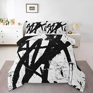 Feelyou Black and White Kids Comforter Set Queen Size for Kids Boys Girls