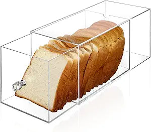 Bread Box for Kitchen Countertop Clear Bread Storage Container with Drawer Tray Acrylic Boxes Display Container for Homemade Bagel Muffins Toast Donut and Cookies