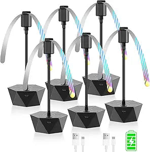 Fly Fans for Tables Rechargeable Fly Repellent Fans for Indoor Outdoor Keep Flies Away, Fly Spinner Table Top with Holographic Blades, Bug Traps for Picnic, Party, BBQ (Black, 6Packs)